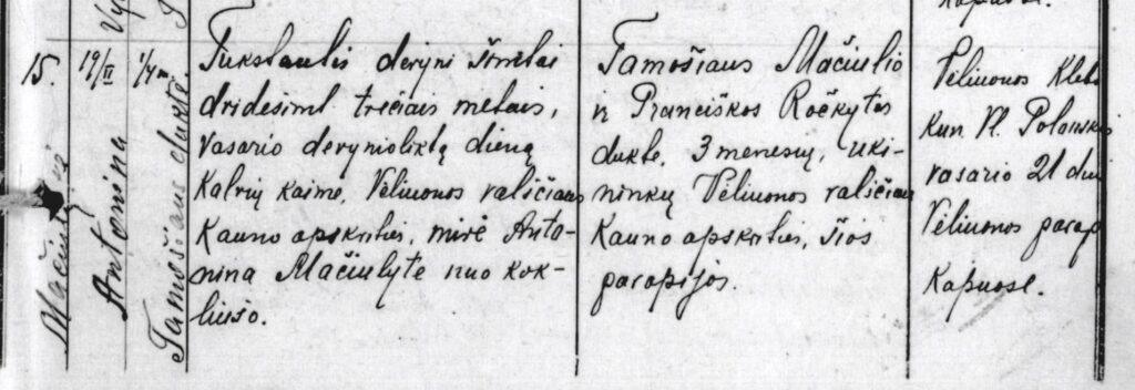Antonina Mačiulytė Tomo mirė 1923 02 19 Kalviai, Veliuona psl
